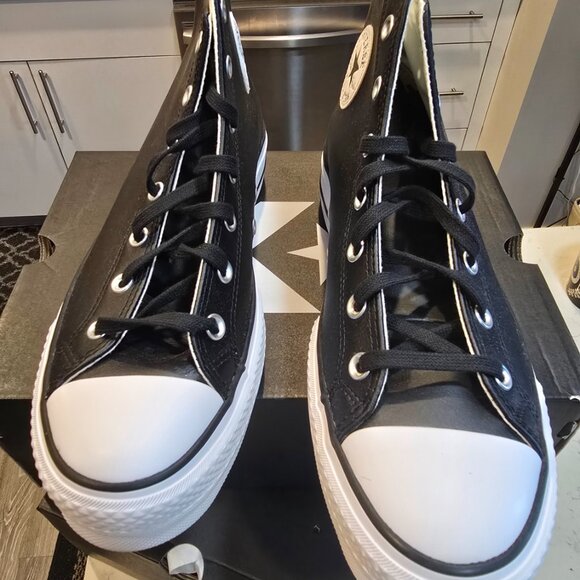 Converse MENS CTAS Lift Platform Leather Hi Size 10 Black/White 561675C CHUCK 70 - Picture 5 of 10